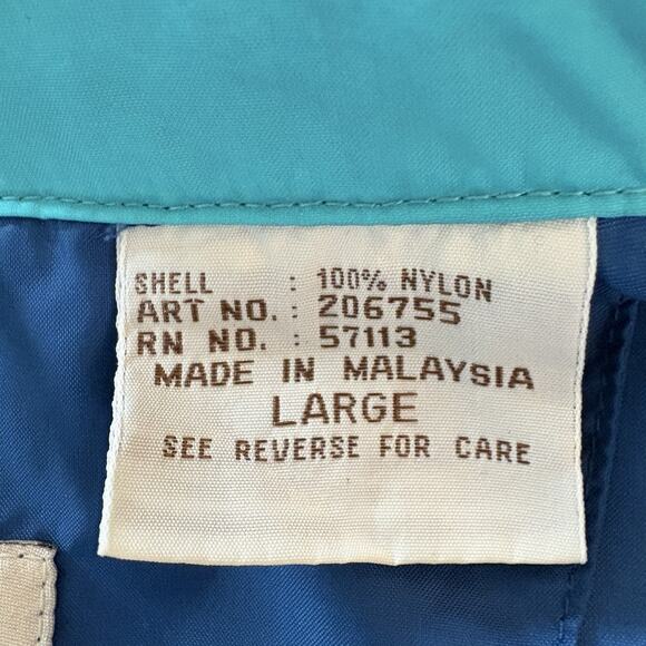 Vintage Eastern Mountain Sports Nylon Blue Rain Jacket Windbreaker Size Large - Picture 12 of 16